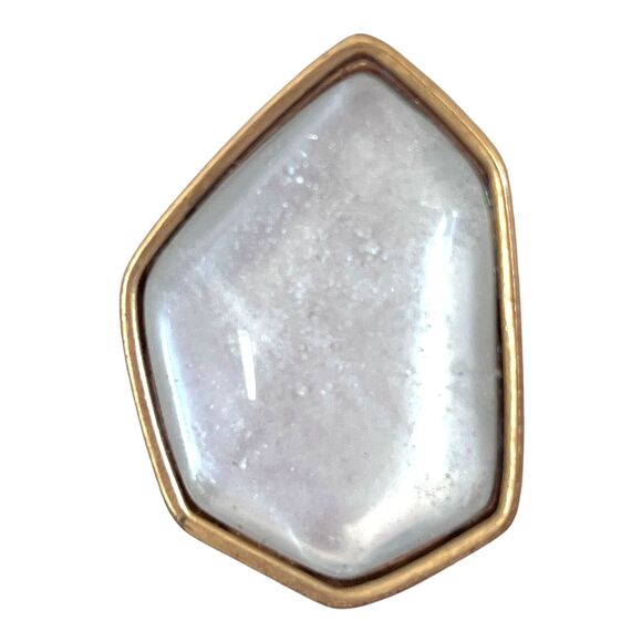 Signed Boheme Ring Size 7 Quartz Stone Hammered Gold Tone 5Z - Picture 3 of 5